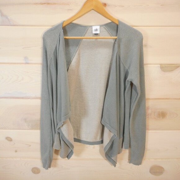 Cabi size S Pocket Cardigan Open Drape Front 100% Cotton 5132 Neutral Coastal - Picture 1 of 10